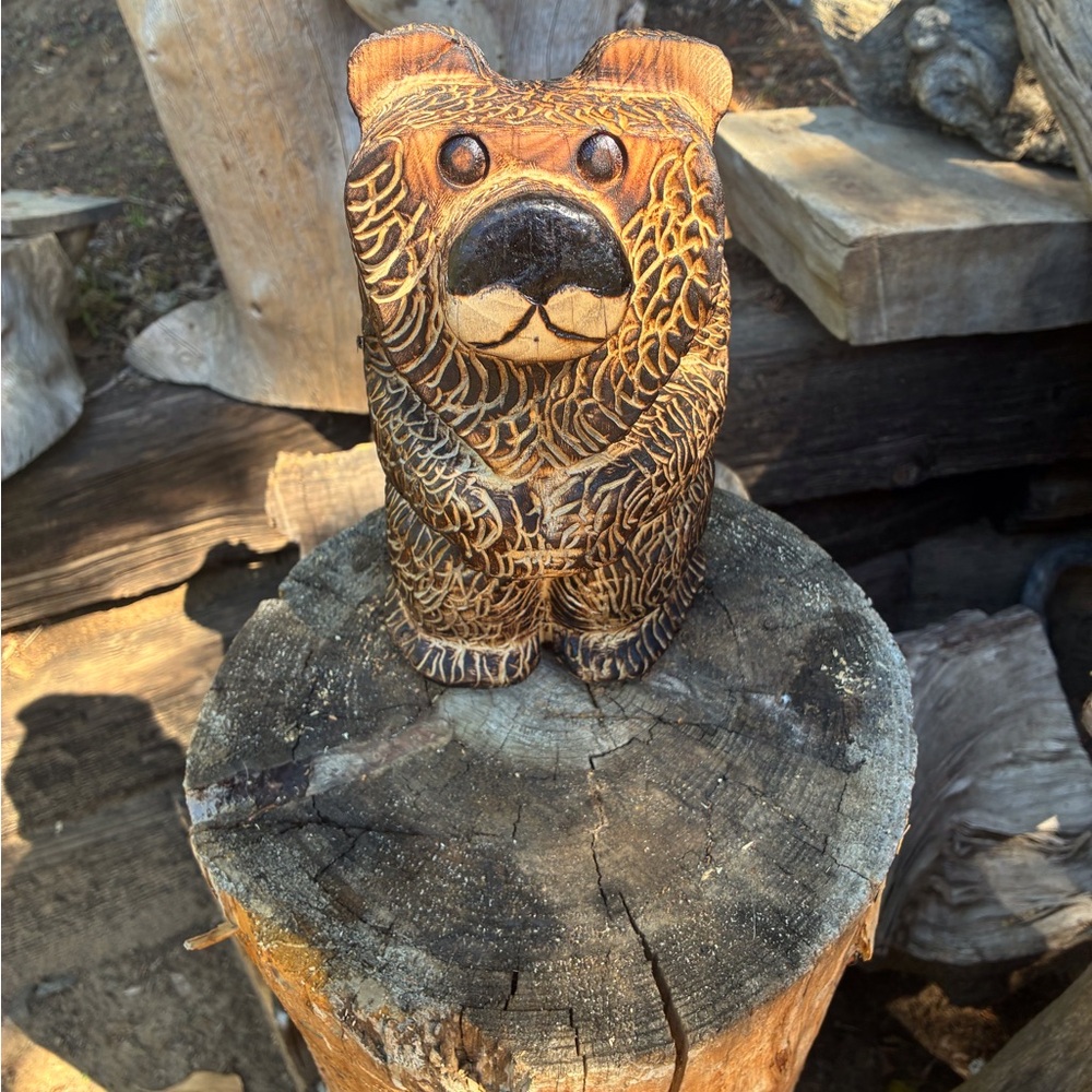 Handcrafted Bear Wood Sculpture